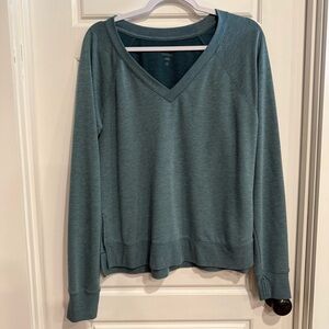 Free People Freely V Neck Sweatshirt Green Soft Lounge Top M